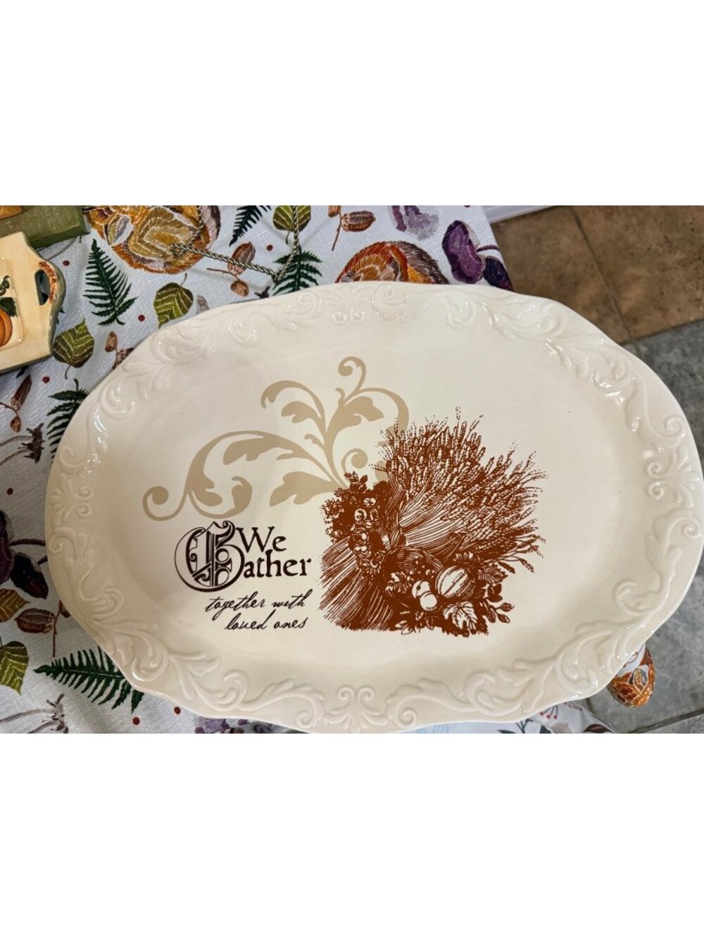 Large Platter 17x12” “We Gather together with loved ones” Bountifully Blessed De